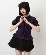 十字架クモレース角襟ゴシック風ブラウス