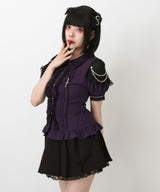 十字架クモレース角襟ゴシック風ブラウス