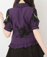 十字架クモレース角襟ゴシック風ブラウス