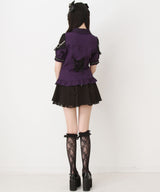 十字架クモレース角襟ゴシック風ブラウス