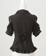 十字架クモレース角襟ゴシック風ブラウス