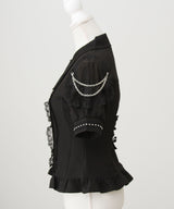 十字架クモレース角襟ゴシック風ブラウス