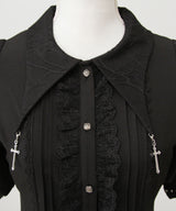 十字架クモレース角襟ゴシック風ブラウス