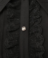 十字架クモレース角襟ゴシック風ブラウス