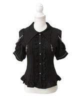 十字架クモレース角襟ゴシック風ブラウス