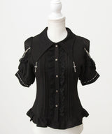 十字架クモレース角襟ゴシック風ブラウス