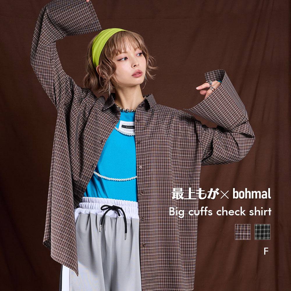 ブラウス シャツ 「最上もが」ビッグカフスチェックシャツ レディース 最上もが着用】ビックカフスチェックシャツ – レディース