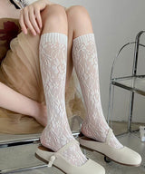 【メール便】シンプルレースハイソックス