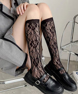 【メール便】シンプルレースハイソックス