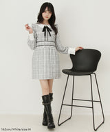 ラメツイードリボンタイトワンピース