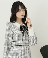 ラメツイードリボンタイトワンピース