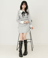 ラメツイードリボンタイトワンピース