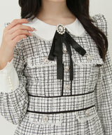 ラメツイードリボンタイトワンピース