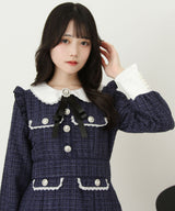 ラメツイードリボンタイトワンピース