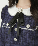 ラメツイードリボンタイトワンピース