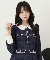 ラメツイードリボンタイトワンピース