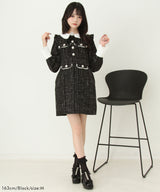 ラメツイードリボンタイトワンピース