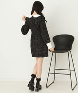 ラメツイードリボンタイトワンピース