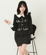 ラメツイードリボンタイトワンピース