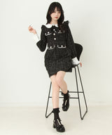 ラメツイードリボンタイトワンピース