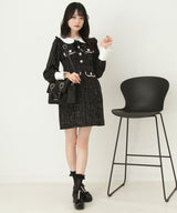 ラメツイードリボンタイトワンピース