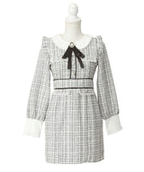 【新春セール】ラメツイードリボンタイトワンピース