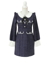 【新春セール】ラメツイードリボンタイトワンピース