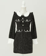 ラメツイードリボンタイトワンピース