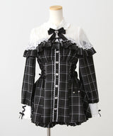 【新春セール】レース切替ハイネックリボンセットアップ