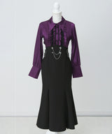 【新春セール】ゴシック風レースフリルマーメイドレースアップロングワンピース