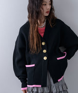 ダンボールニットバイカラーカーディガン