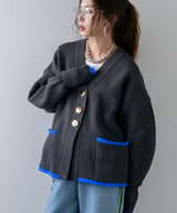 ダンボールニットバイカラーカーディガン