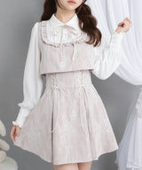 ヨークフリルレースアップセットアップ風ドッキングワンピース【大きいサイズ有り】