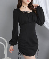 ヨークギャザーフードミニワンピース【大きいサイズ有り】