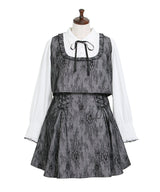 【4L-6L】ヨークフリルレースアップセットアップ風ドッキングワンピース