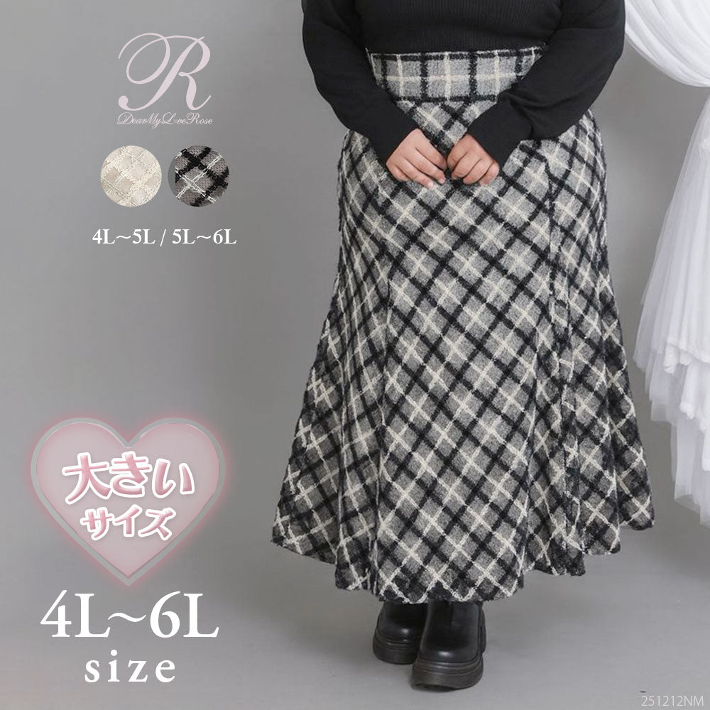 4L-6L】ラメツイードチェックマーメイドスカート – レディース
