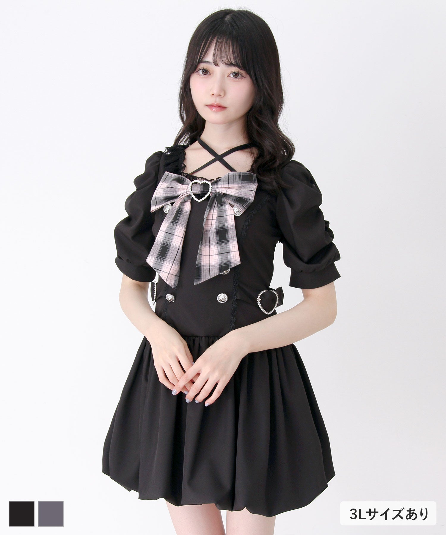 週末限定価格】姫系キラキラビジューハートリボンレースアップバルーン
