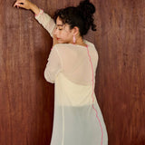 【メール便】配色メローシアーロングワンピース