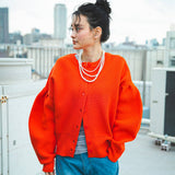 前後2way袖タックカラフルダンボールカーディガン【ニット】