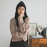 トリコロールヤーンハイネックニット