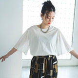 ハーフスリーブカットワークレースブラウス