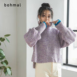 トリコロールヤーンハイネックニット