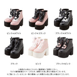 ハートビジューレースアップショートブーツ