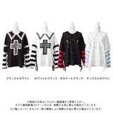 十字架スタッズストライプワンピース