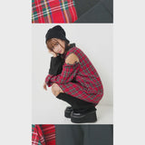 バイカラー肩開きBIGシャツワンピース