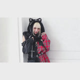 ネコ耳ピアスフード付マフラー/バラクラバ