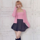 ふわふわシャギーキャミ×カーディガンニットアンサンブル