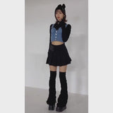 ロングスリーブ指穴タートルリブカットソートップス