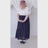 ダブルリボンオープンパフ袖カットソー