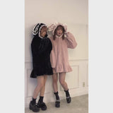 うさ耳レースアップリボンファーコート